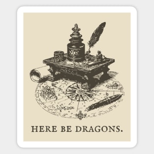 Here Be Dragons Vintage Cartographer's Desk Magnet